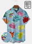 Royaura Vintage Cartoon Flying Pig Blue Men's Hawaiian Shirts Wrinkle Free Seersucker Stretch Plus Size Aloha Camp Pocket Shirts