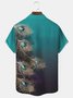 Royaura Vintage Malachite Green Feather Men's Hawaiian Shirts Stretch Plus Size Aloha Camp Pocket Shirts