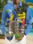 Royaura Parrot Print Men's Button Pocket Long Sleeve Shirt