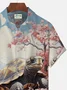 Royaura 50's Japanese Retro Ukiyo-e Men's Hawaiian Shirts Turtle Sakura Wrinkle Free Seersucker Aloha Camp Pocket Shirts