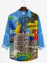 Royaura Parrot Print Men's Button Pocket Long Sleeve Shirt