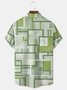 Royaura Men's Retro Geometric Print Button Pocket Shirt