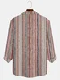 Royaura textured geometric striped oversized stretch men's button-pocket shirt