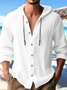 Royaura Cotton Basic Men's Button Drawstring Hooded Shirt