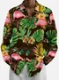Royaura Men's Hawaiian Vacation Coconut Leaf Oversized Print Long Sleeve Shirt