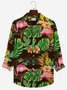 Royaura Men's Hawaiian Vacation Coconut Leaf Oversized Print Long Sleeve Shirt