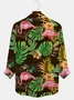 Royaura Men's Hawaiian Vacation Coconut Leaf Oversized Print Long Sleeve Shirt