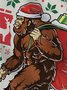 Royaura Holiday Christmas Red Men's Drawstring Hoodies Bigfoot Christmas Tree Plus Size Party Animal Pullover Sweatshirts