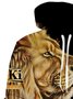 Royaura Vintage Lion Print Men's Drawstring Hooded Sweatshirt