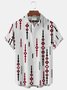 White Vintage Mid-Century Geometric Art White Men's Shirts Stretch Plus Size Aloha Camp Button Pocket Shirts