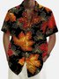 Royaura Men's Maple Leaf Thanksgiving Print Button Pocket Shirt