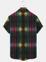 Royaura Neon Stripe Resort Men's Hawaiian Shirt Stretch Garment Aloha Camp Pocket Shirt