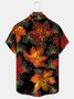 Royaura Men's Maple Leaf Thanksgiving Print Button Pocket Shirt