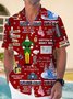 Royaura Christmas Cartoon Fun Print Men's Button Pocket Short Sleeve Shirt