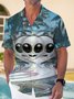 Royaura Hawaiian Alien Men's Casual Long Sleeve Shirt Stretch Plus Size Camp Button-Down Shirt