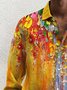 Royaura Men's Floral Ombre Print Button Pocket Long Sleeve Shirt