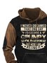 Royaura Men's Retro Personalized Lettering Oversize Daily Camping Hooded Pocket Sweatshirt