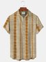 Royaura Men's Striped Textured Print Oversized Button-Up Short Sleeve Shirt