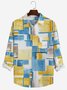Royaura Geometric Contrast Men's Casual Basics Oversized Beach Everyday Long Sleeve Shirt