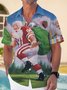 Royaura Men's Christmas Hawaiian Shirt Stretch Aloha Pocket Cartoon Camping Shirt