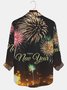 Royaura Happy New Year Holiday Men's Stretch Oversized Long Sleeve Shirt