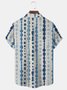 Royaura Men's Vintage Striped Print Button Pocket Short Sleeve Shirt