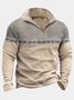 Royaura Vintage Ethnic Aztec Geometry Western Men's Half Zip Stand Collar Sweatshirt Plus Size Camping Warm Pullover Sweatshirts