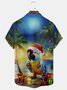 Royaura Christmas Parrot Print Men's Button Pocket Shirt