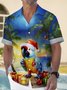 Royaura Christmas Parrot Print Men's Button Pocket Shirt