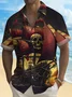 Royaura Vintage Nautical Skull Print Men's Button Pocket Shirt