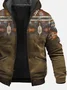 Royaura Vintage Western Brown Aztec Men's Cardigan Hoodies Ethnic Warm Plush Outdoor Zipper Fleece Jacket