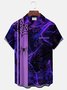 Halloween Holiday Purple Men's Retro Bowling Shirts Spider Lightning Stretch Plus Size Aloha Camp Pocket Shirts