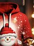 Royaura Men's Christmas Snowman Print Drawstring Hooded Sweatshirt
