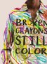 Royaura Broken Crayons Still Colorful Long Sleeve Shirt Mental Health Graffiti Art Warm Comfortable  Camp Shirt Big Tall