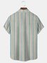 Royaura Vintage Men's Striped Shirt Artistic Wrinkle Free Seersucker Aloha Camp Pocket Shirts