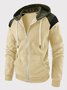 Royaura Men's Casual Contrast Plain Hooded Zip Sweatshirt