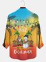 Royaura Christmas Men's Hawaiian Shirts Gradient Mele Kalikimaka Fun Santa Pocket Shirts