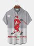 Royaura Christmas Santa Bowling Print Men's Button Pocket Shirt