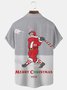 Royaura Christmas Santa Bowling Print Men's Button Pocket Shirt