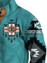 Royaura Men's Western Ethnic Print Men's Button Stand Collar Sweatshirt
