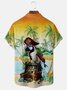 Royaura Holiday Beach Orange Men's Hawaiian Shirts Parrot Coconut Wrinkle Free Seersucker Easy Care Aloha Pocket Camp Shirts