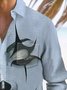 Royaura Christmas Holiday Face Art Print Men's Button Pocket Long Sleeve Shirt