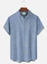 Royaura Holiday Vintage Textured Print Blue Men's Casual Shirts Stretch Aloha Camp Pocket Shirts