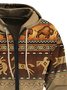 Royaura Men's Vintage Western Park Drawstring Zipper Hooded Sweatshirt
