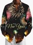 Royaura Happy New Year Holiday Men's Stretch Oversized Long Sleeve Shirt