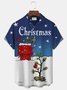 Royaura Christmas Holiday Blue Men's Shirts Cartoon Art Christmas Tree Lights Stretch Pocket Hawaiian Shirts
