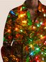 Royaura Christmas Holiday Brown Men's Art Shirts Cartoon Christmas Lights Warm Comfortable Stretch Pocket Shirts