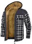 Royaura Men's Fleece Plaid Coat Patch Work Outdoor Jacket