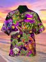 Royaura Mardi Gras Crocodile Lobster Print Aloha Hawaii Men's Button Pocket Shirt