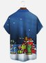 Royaura Holiday Christmas Blue Men's Hawaiian Shirts Retro Cartoon Christmas Tree Funny Animal Elk Shirts Big Tall